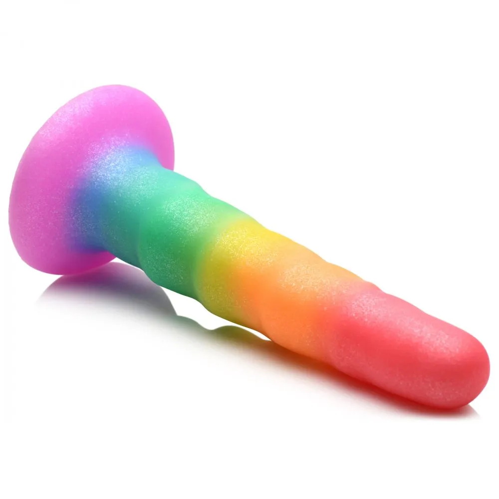 Colorful Zigzag Silicone Rainbow Dildo