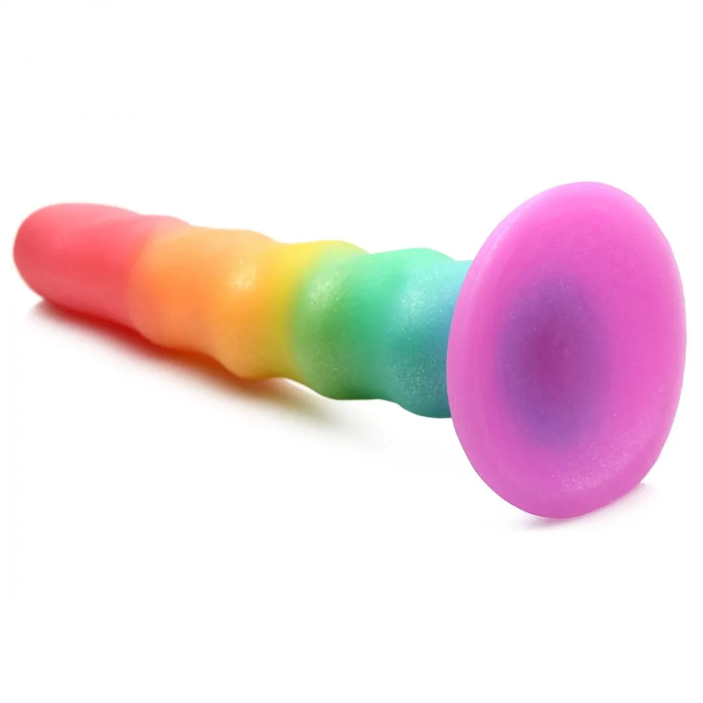 Colorful Zigzag Silicone Rainbow Dildo